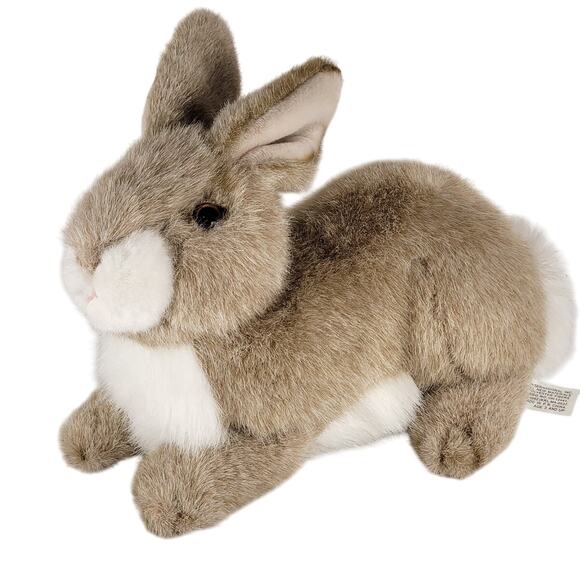 Chosun International Realistic Rabbit Plush 12” Brown White Bunny Plushie - Picture 1 of 15